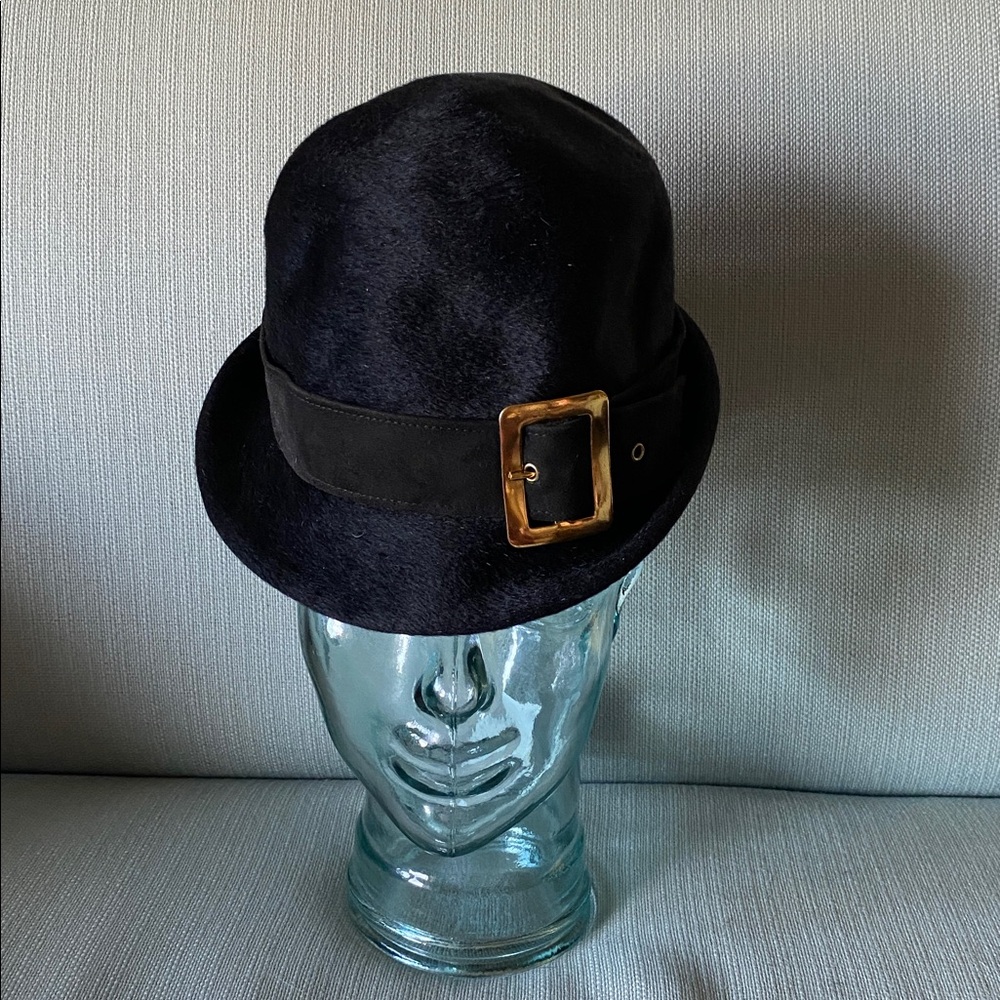 Vintage Bridgette Black Cloche Hat